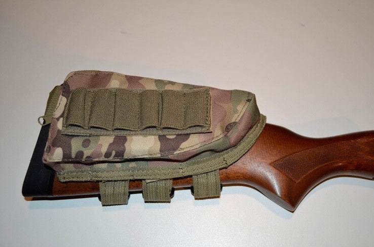 Tactical Buttstock Cheek Rest Riser Pad with Ammo Carrier Case Holder Cartridges 