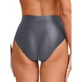 thumbnail image 4 of DPOIS Women's Glossy Seamless Briefs Underwear Stretchy High Waist Bottoms Briefs Dark Grey L, 4 of 5