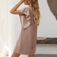 thumbnail image 4 of Ovzne Robes pour Femmes Robe d'Été Robe d'Été pour Femmes Couleur Unie Sans Manches Col Ras du Cou Robe Grande Taille Robe Maxi Liquidation, 4 of 7
