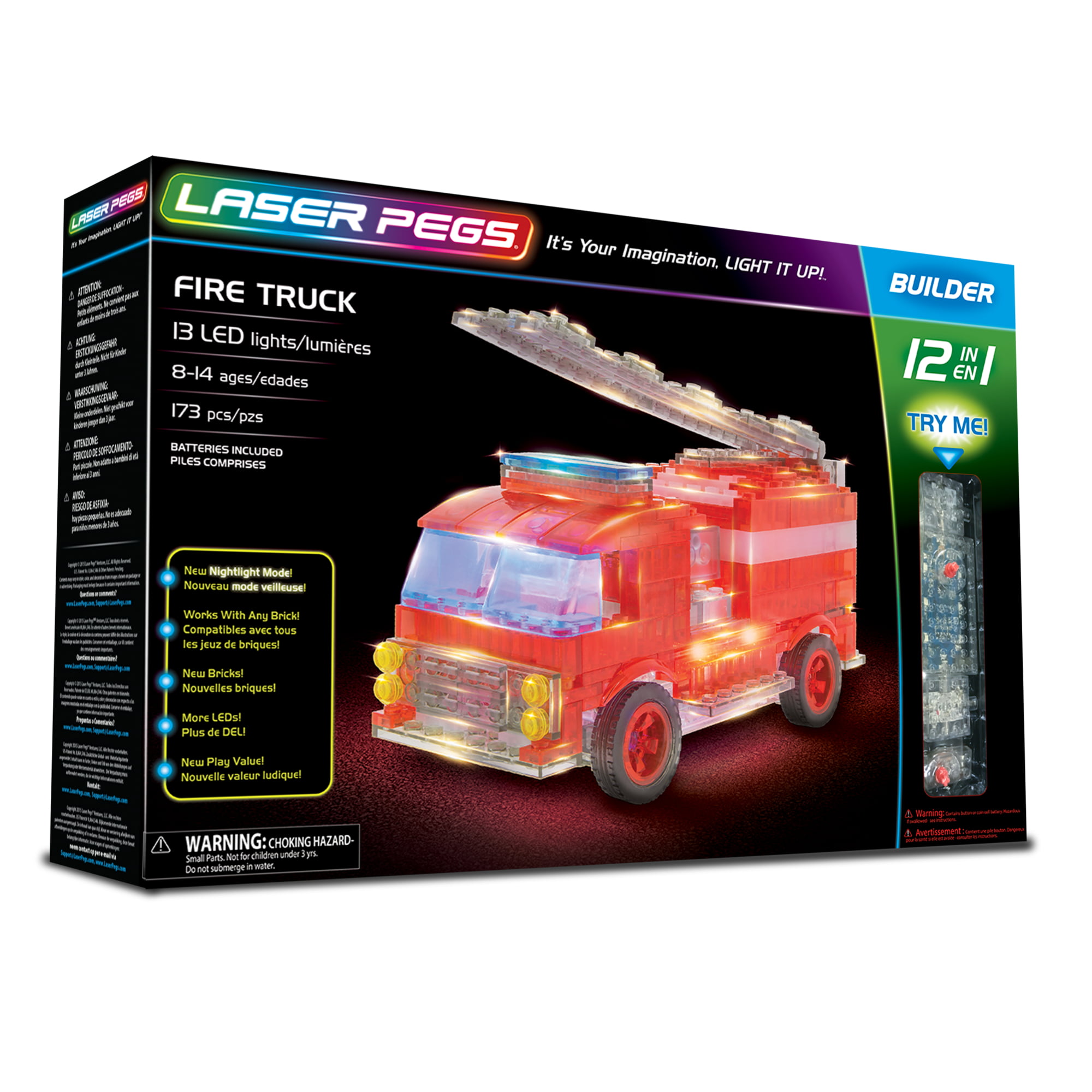 Details about   Laser Pegs Heroes Fire Truck Light Up Building Set 280 Pieces 18601 Illumination 