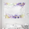 thumbnail image 1 of Floral Tapestry, Classic Petals Pastel Toned Seasonal Florets Blooming Flowers Elegance Print, Wall Hanging for Bedroom Living Room Dorm Decor, 80W X 60L Inches, Purple Pale Green, by Ambesonne, 1 of 2