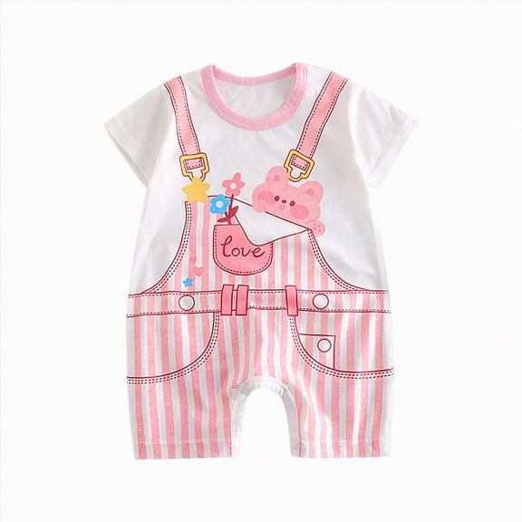 CAUYDY Preemie Girls Jumpsuit Spring Summer Newborn One-Pieces for Boys Baby Short Sleeve Sleepwear Unisex Infant Pjs 3 6 9 Months 1T 2T Sizes 0-3 Months,Light Pink
