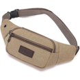 thumbnail image 1 of Canvas Bum Bag Large Capacity Waist Fanny Pack Wear Resistant and Waterproof Business Waist Bag for Walking,Khaki, 1 of 4