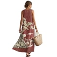thumbnail image 2 of Xoenoiee Red Pine Tree Mountain Cherry Blossom Print Round Neck Summer Dress for Women 2026, Women's Sleeveless Sundress with Pocket, Cotton Linen Ankle-Length Maxi Dress Beach Vacation Outfits, 3XL, 2 of 7