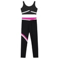thumbnail image 5 of JanJean Girls Figure Skating Gymnastic Training Outfit Yoga Workout Suit Sleeveless U Neck Vest Top Black&Hot Pink 16, 5 of 7