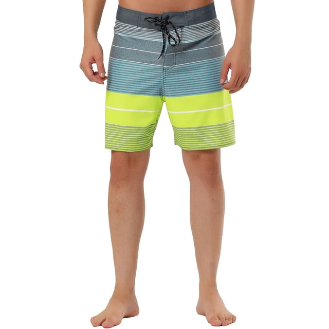 INSPIRE CHIC Pantalones Cortos de Verano Casual para Hombre con Cintura Ajustable en Bloque de Color Amarillo y Azul 28