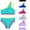 one shoulder swimsuit girls-Mint Green, variant on RTKFRFLM Girls 2-Piece Bikini Swimsuit One Shoulder Color Block Bathing Suit High Waisted Swimwear with Removable Pads for