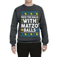 thumbnail image 2 of Wild Bobby Deck The Halls With Matzo Balls Hanukkah Sweater | Holiday Unisex Crewneck Sweatshirt, 2 of 5