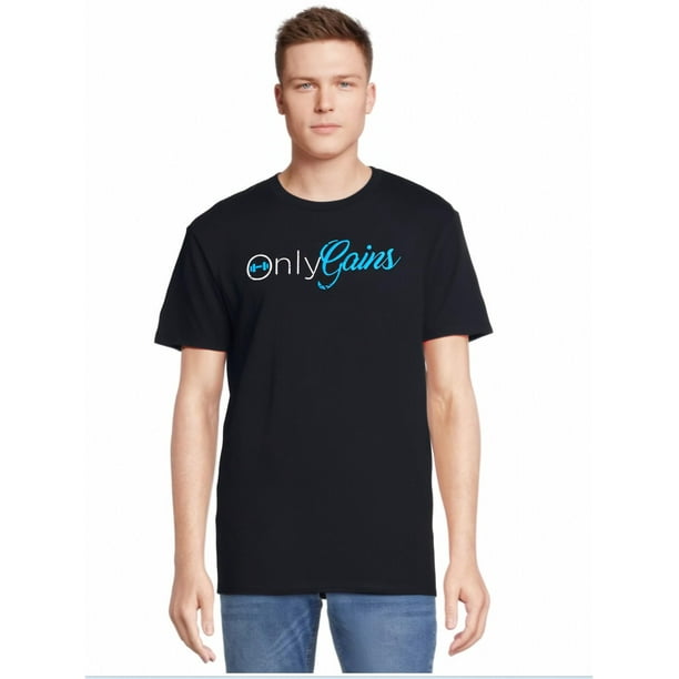 Bodybuilder Gym Only Gainz Only Gains Funny Workout Quote Vintage Men's T-Shirt Soft And Comfortable Round Neck - 220g Tee For Adult, Men, Women, Teen, Teenager, Adolescent, Youth.