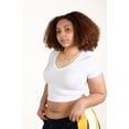 thumbnail image 2 of Ragstock Extended Sizes White Ribbed V Neck Crop Tee, 2 of 4