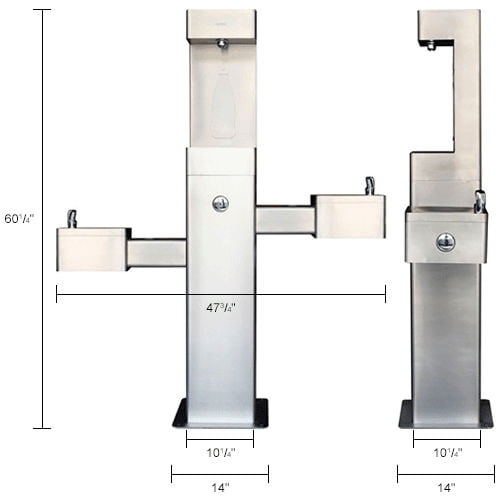 Outdoor Bottle Filling Station & Bi-Level Drinking Fountain, Stainless Steel