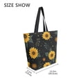 thumbnail image 4 of Open Top Canvas Tote Bag with Zipper Reusable Shopping Bag 13.5x15" Roomy Carryall Yellow Sunflower Pattern, 4 of 9
