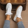 thumbnail image 2 of Rokment Womens Vintage Skateboarding Shoes Trendy Casual Suede Platform Low Top Fashion Sneakers Comfortable Skate Tennis Shoes White Size 6.5, 2 of 7