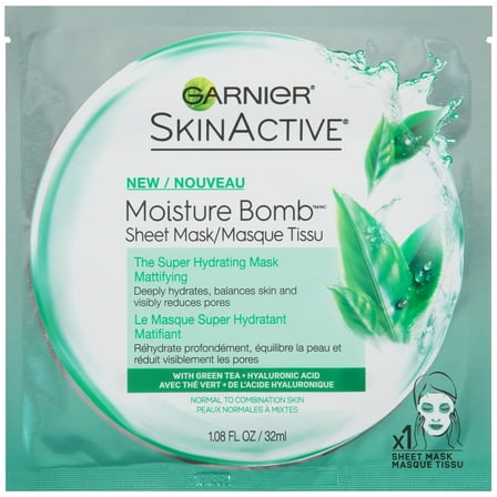 Garnier SkinActive Super Hydrating Sheet Mask, Mattifying, 1.08 fl. oz.