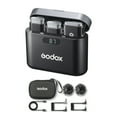 thumbnail image 1 of Godox WEC Kit2 Dual-Transmitter Wireless Microphone System with 2.4G Connectivity, 200M Range, Intelligent Noise Cancellation, 8H Battery Life & Charging Case – 3.5mm Interface for Smartphones,, 1 of 5