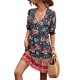 thumbnail image 4 of SAYOO - Vestido de manga corta con volantes para mujer, estampado de flores a la moda, cuello en V, cintura alta, vestido acampanado SAYOO  Moda, 4 of 7