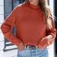 thumbnail image 5 of VISALY Turtleneck Sweatshirt Crochet Sweaters Women's Fall Turtleneck Sweaters Trendy Loose Long Sleeve Knit Pullover Jumper Tops Women's Sweatshirts Womens Oversized Sweatshirt Soft Sweaters Red Xl, 5 of 7