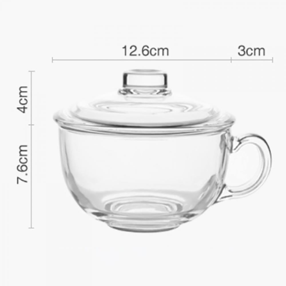Glass Soup Bowl with Handle, Mixing Cereal Oatmeal Microwave Milk Cups for Breakfast Coffee, Clear