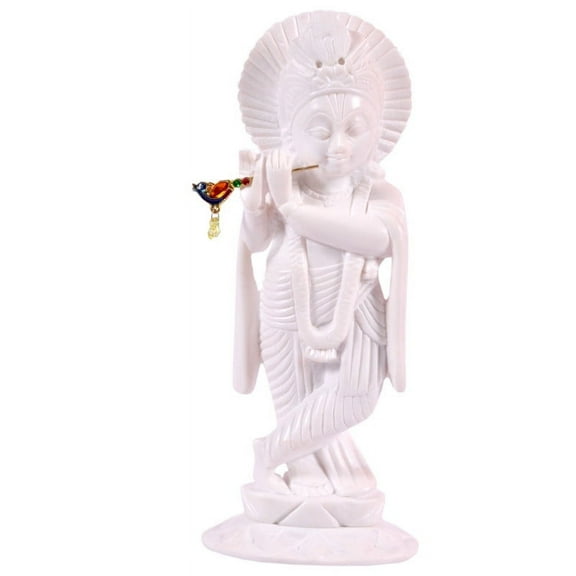 Avinash Handicrafts White marble Lord Krishna (Height 8.5 inch)