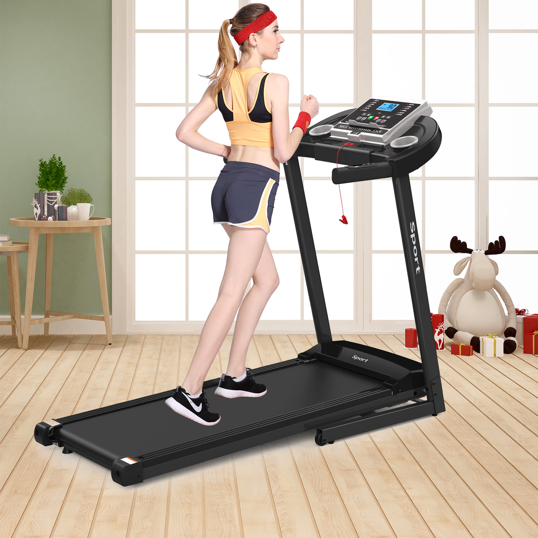 Treadmill Adjustable Mechanical Motorized Running Machine Folding Sports Machine 