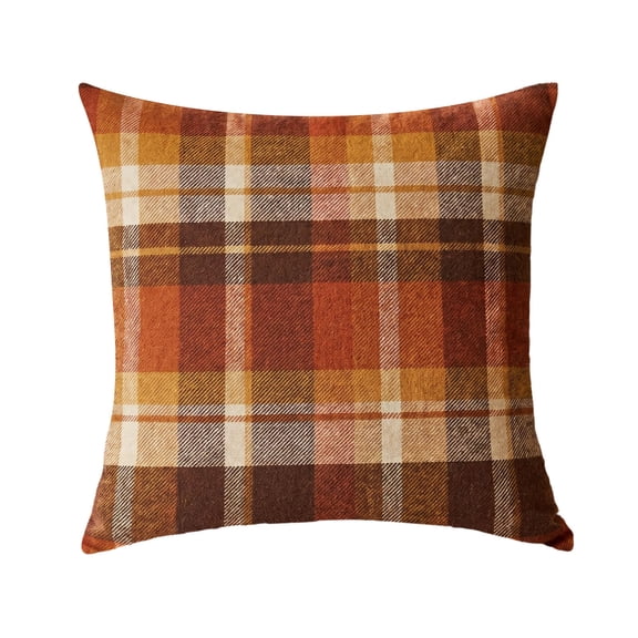Autumn Plaid Printed Throw Pillow Cover Double-Sided Soft Polyester Thanksgiving Farmhouse Decor Cushion Cover for Sofa Bedroom Home Decor