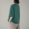 thumbnail image 5 of LangJing Womens Tops Short Sleeve Round Neck Shirts 2026 Spring Summer Dressy Casual Work Blouses with Pockets Green,M, 5 of 6