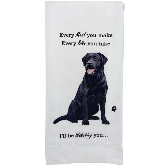 E&S Pets 711-21 Black Lab Dog Kitchen Towel, Off-white