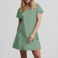 thumbnail image 5 of Xysaqa Summer Dress Nightgowns for Women Soft Sleep Shirts Short Sleeve Sleepwear Plain Solid Color Lounge Dress S-XXL, 5 of 7