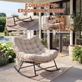 thumbnail image 1 of Oversized Outdoor Rattan Rocking Chair - Heavy-Duty Steel Frame, Patio Egg Lounge,Removable Thick Grey Cushion,All-Weather Wicker Papasan Rocker for Garden or Balcony-Single,Yellow Rattan+Grey Cushion, 1 of 7