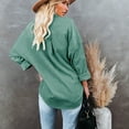 thumbnail image 3 of Women Button Down Jackets Corduroy Long Sleeve Shirt Pure Color Drop Shoulder Corduroy Jackets with Pockets Green L, 3 of 5