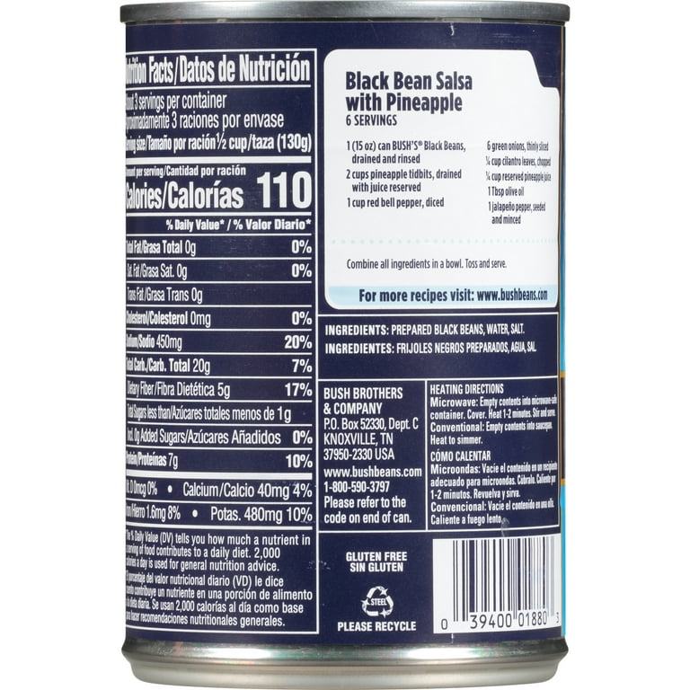 Bush’s Canned Black Beans, 15 oz Can - Great Food, Versatile