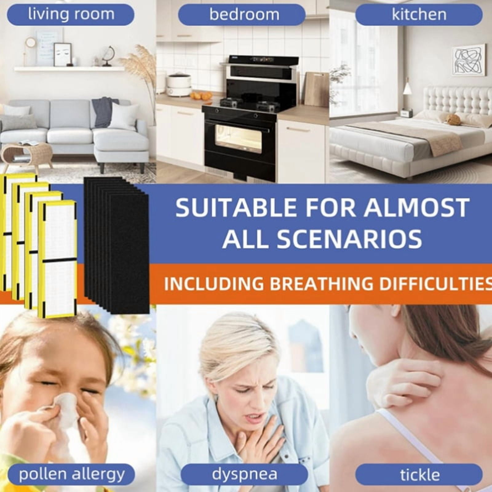 4+8PCS FLT4825 HEPA Filter B Replacement Compatible for G-Guardian Air Purifiers AC4825/4825E/4825W/4300/4800/4900/4850