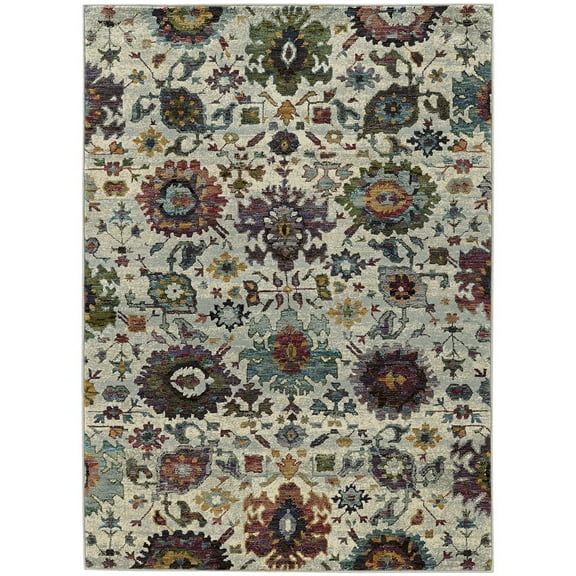 Oriental Weavers Andorra Area Rug 7129A Casual Stone Buds Bulbs 7' 10" x 7' 10' Round