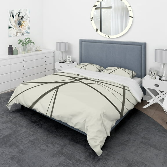 Designart 'minimalist black and white III' Geometric Duvet Cover Set