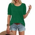 thumbnail image 2 of T Shirts for Women Basic Folded Short Sleeve Elastic Cuffs Round Neck Loose Tops Spring and Summer Crew Neck Tee Women's Top, 2 of 8