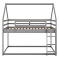 thumbnail image 6 of Twin over Twin Low Bunk Bed with House-Shaped Frame, Solid Pine Wood Construction with Ladder, Full-Length Guardrails, No Box Spring Needed, Space-Saving Design for Bedroom, Guest Room, Gray, 6 of 9