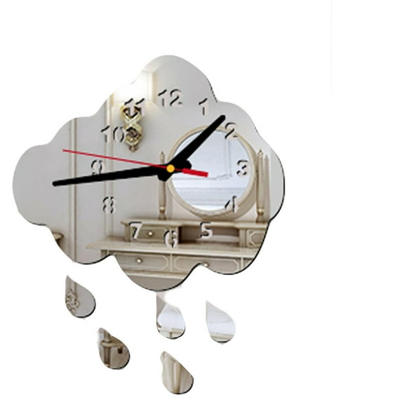 EGNMCR Réveils pour Chambres, Horloges pour Salon en Forme de Goutte Amovible Bricolage Autocollant Mural en Miroir Acrylique Horloge Décorative Horloge