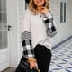 thumbnail image 5 of Suéter gota hombro manga larga cuello redondo Plaid Stripe impresión Tops para Mujer, 5 of 8