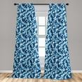 thumbnail image 5 of Ambesonne Camouflage Curtains, Blue Toned Design, Pair of 28"x63", Blue Coconut, 5 of 5