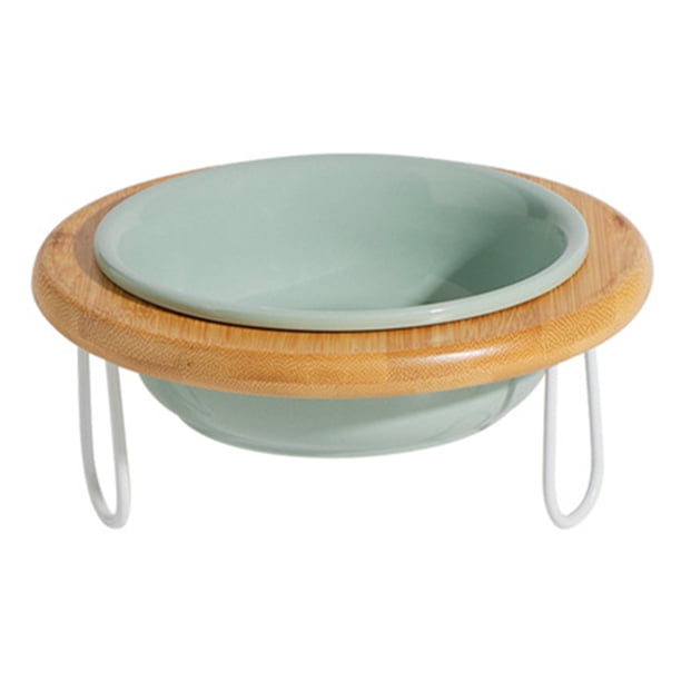 Cuenco de cerámica para gatos, base alta, cuenco para perros, protección de la columna cervical, altura ajustable