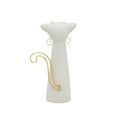 thumbnail image 6 of Modern Cat Figurine with Gold Accents - Stoneware & Ceramic Home Decor - Stylish Minimalist Ornament for Living Room, Office, or Bedroom - 8" White, 6 of 7