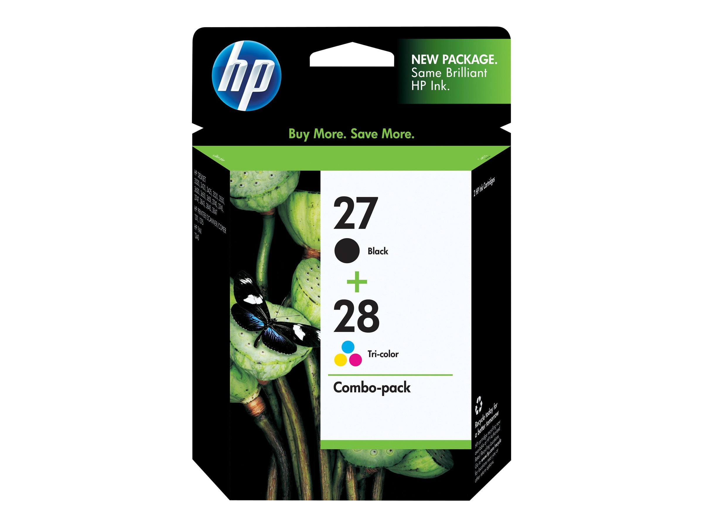 HP 27/28 Combo Pack - 2-pack - black, color (cyan, magenta, - original - ink cartridge - for Deskjet 34XX, 35XX, 36XX, 37XX, 38XX, 450; Fax 1240; psc 13XX - Walmart.com