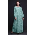 thumbnail image 2 of Bimba Moss Georgette Flower Leaves Printed Womenâ€™s Long Sleeve Elastic Waist MaxiÂ&nbsp;DressÂ&nbsp;Gown-XX-Large, 2 of 5