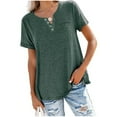 thumbnail image 1 of Pntutb Moda Mujer Camiseta de manga corta suelta Cuello redondo Color sólido tops Pntutb Pntutb-4090, 1 of 3