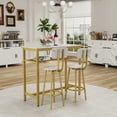 thumbnail image 2 of Dining Table Set with 2 Stools,3 Piece Counter Height for Kitchen, Living Room, Small Apartment Breakfast Table White Faux Marble Top, 2 of 8
