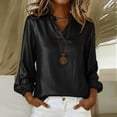 thumbnail image 1 of TaTaai Women's V Neck Long Sleeve Solid Color Hot Stamping Tops Trim Party Blouses Casual Fashion Soft Comfortable Shirts for Women Daily Wear Gift, 1 of 9