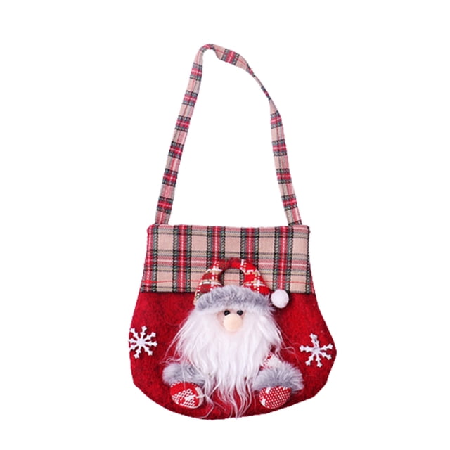 C Non-Woven Fabric Christmas Candy Gift Bags Santa Character Drawstring Pouch For Holiday Presents
