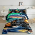 thumbnail image 2 of Erosebridal Vintage Train Bedding Full Comforter Set, Aurora Down Comforter, Winter Snow Decor, Reversible 3-Piece, 2 of 6