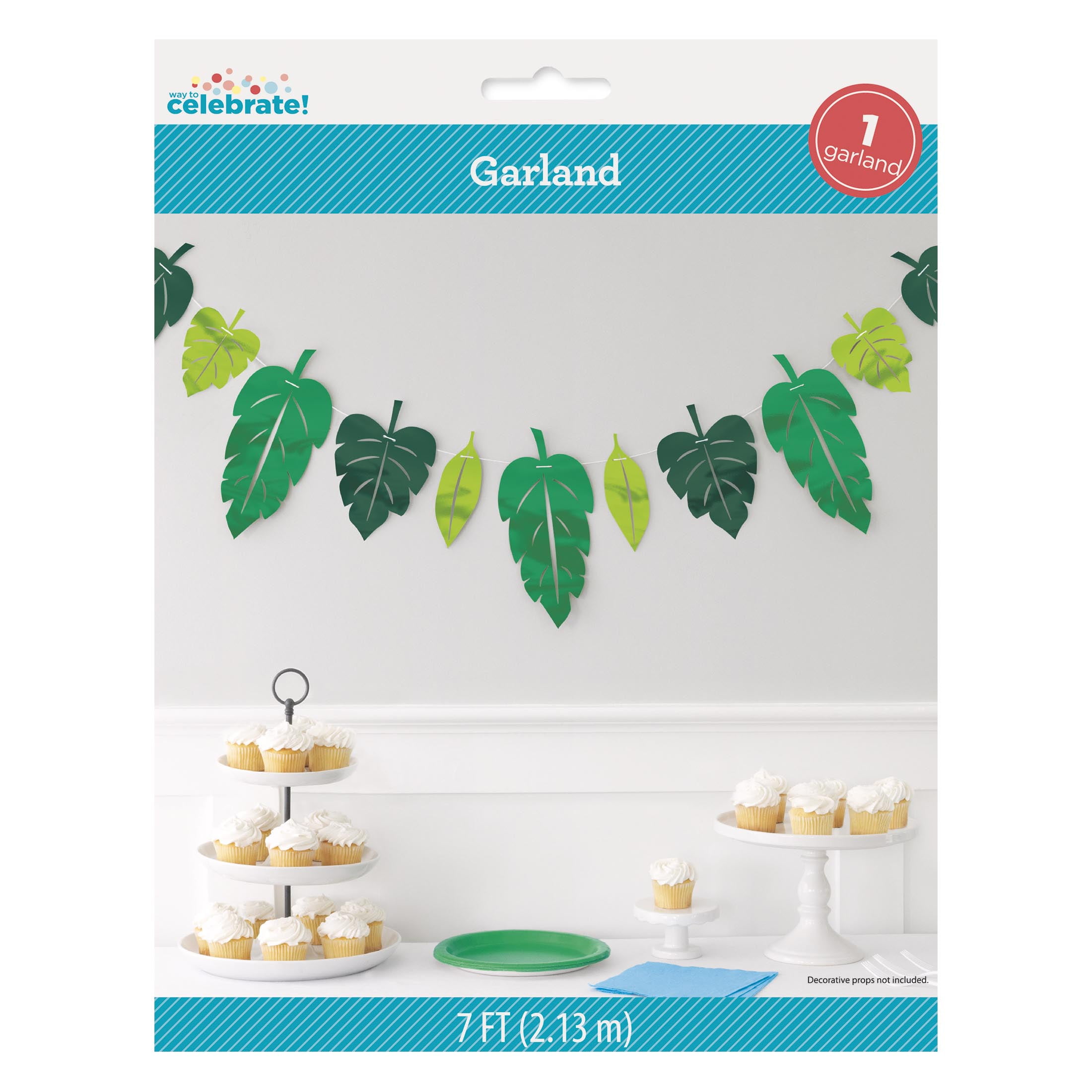 (4 pack) Multicolor Foil Palm Leaves Paper Garland, 7 ft, by Way To Celebrate