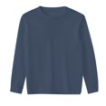 thumbnail image 1 of PEASKJP Solid Color Round Neck Long Sleeve T-Shirt for Men(Navy,S), 1 of 4